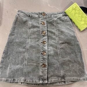Maurices Charcoal Corduroy Button-Front Mini Skirt